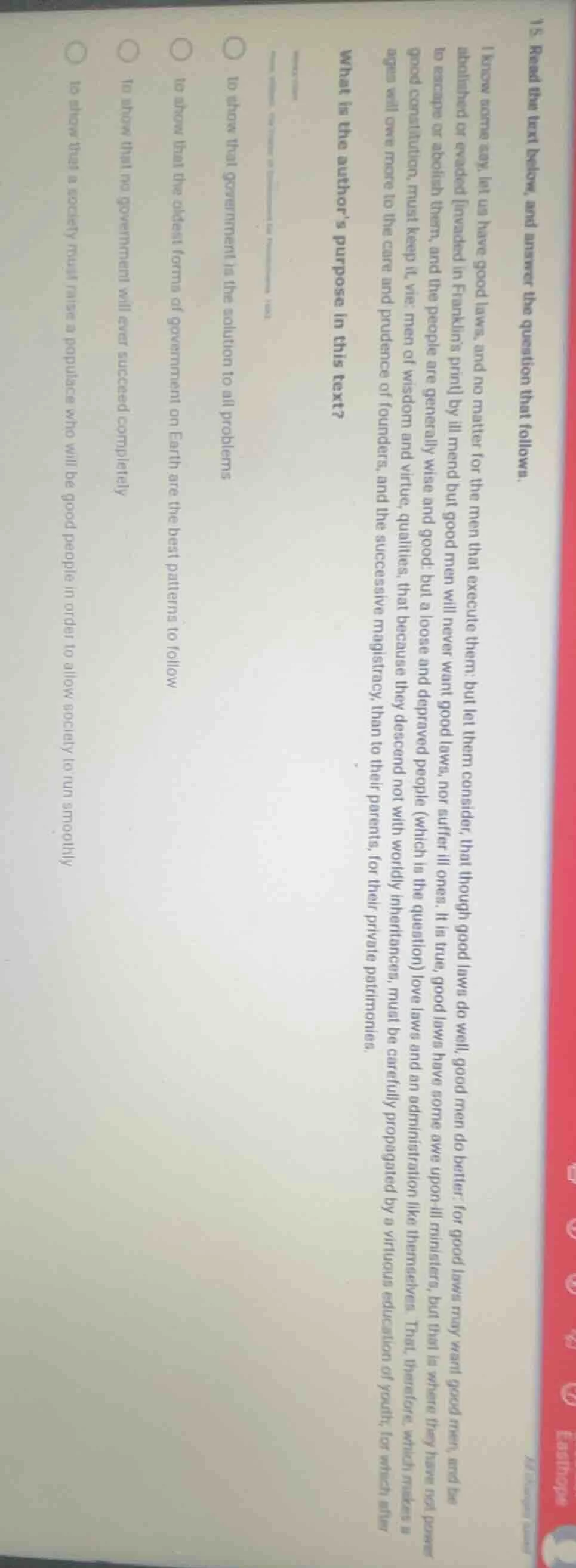 15. read the text below, and answer the question that follows. i know s…