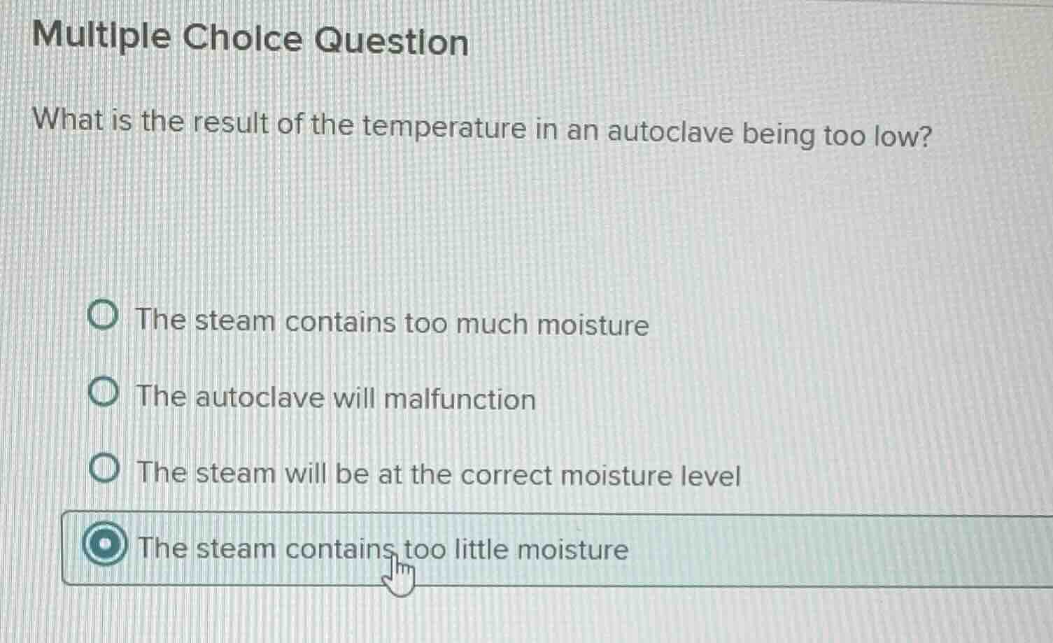 multiple choice question what is the result of the temperature in an au…