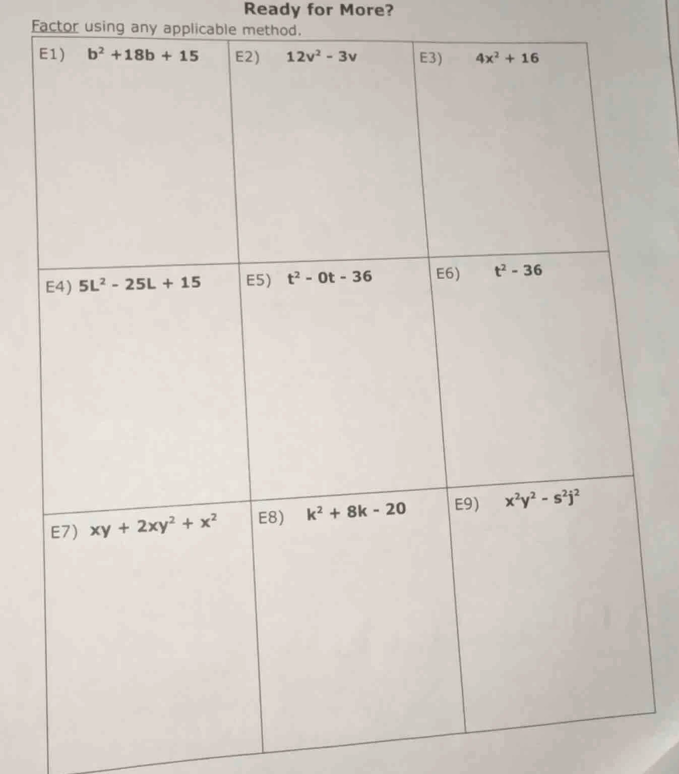 ready for more? factor using any applicable method. e1) ( b^2 + 18b + 1…