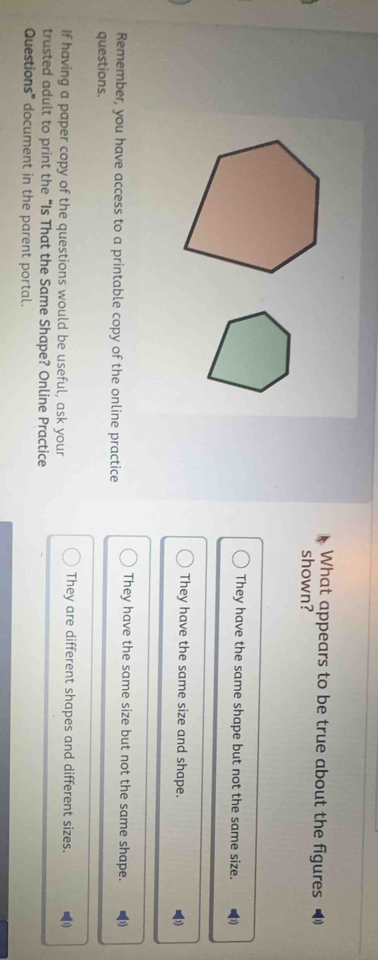 what appears to be true about the figures shown? they have the same sha…