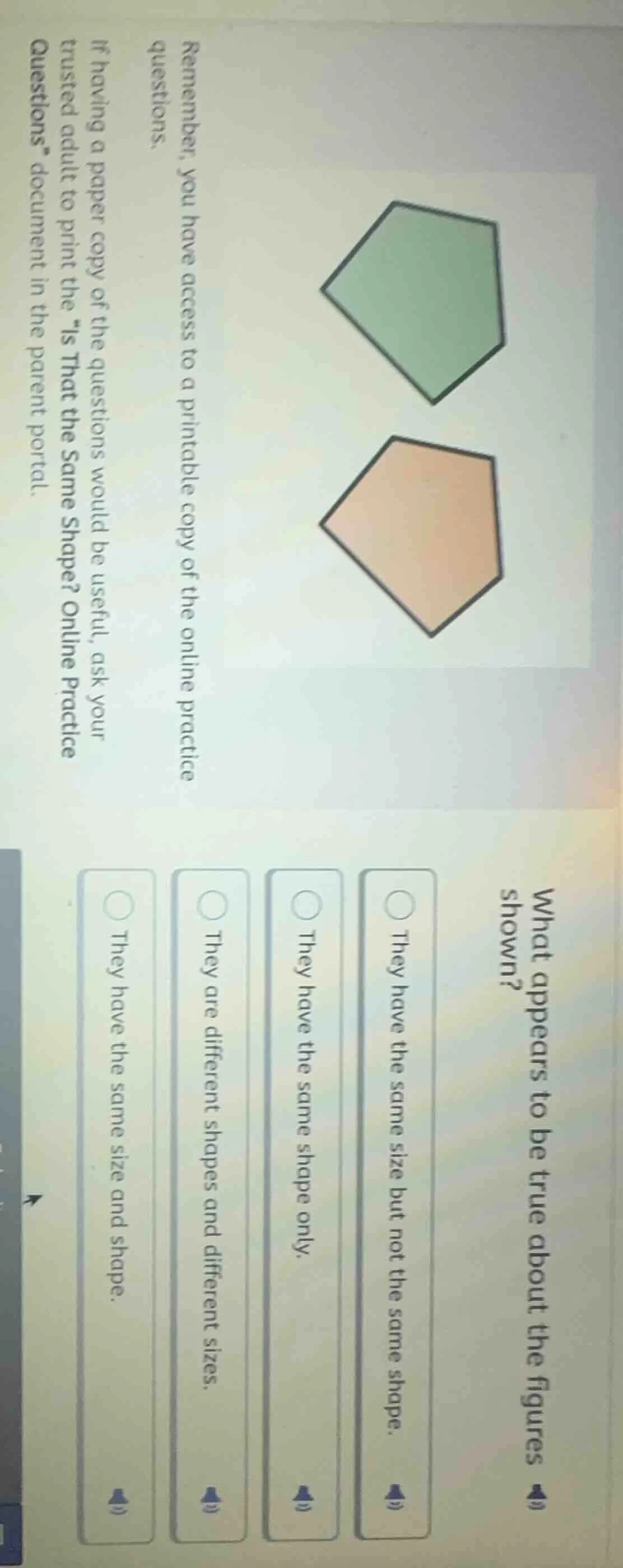 what appears to be true about the figures shown? - they have the same s…