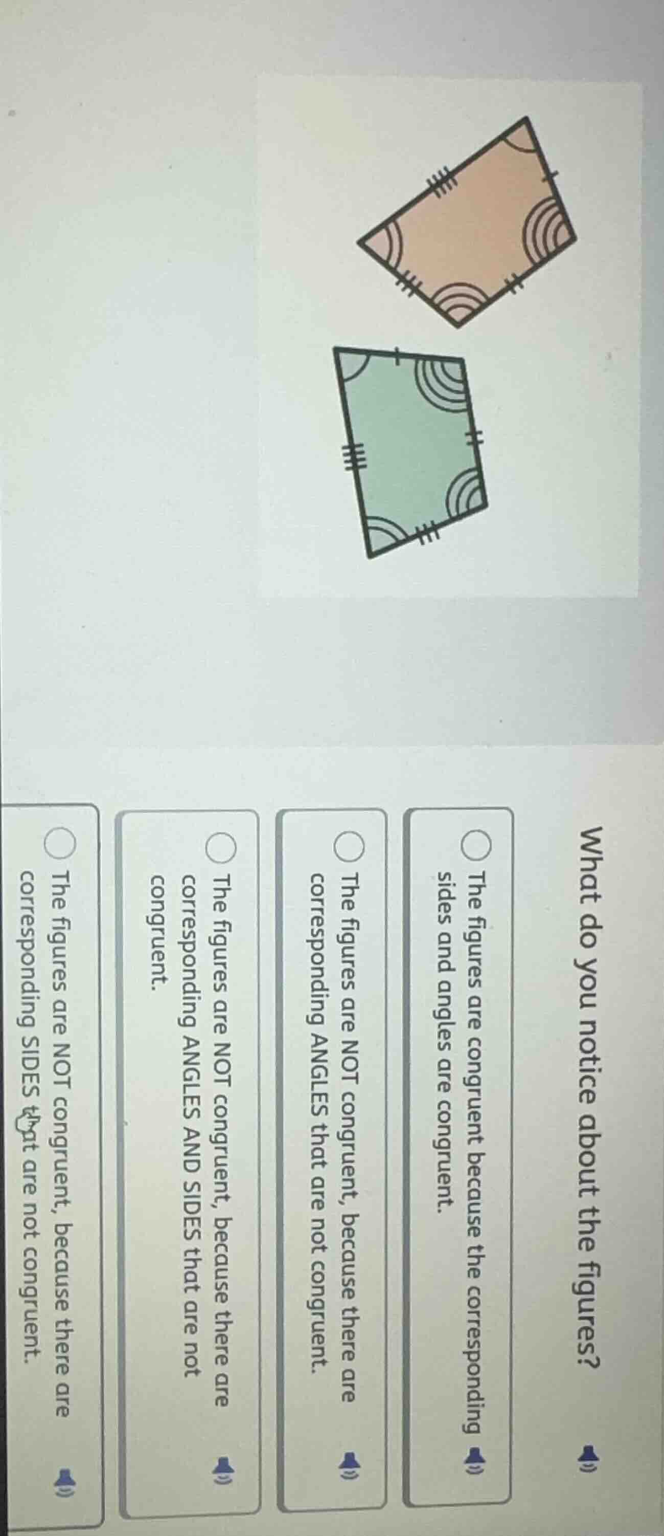 what do you notice about the figures? the figures are congruent because…