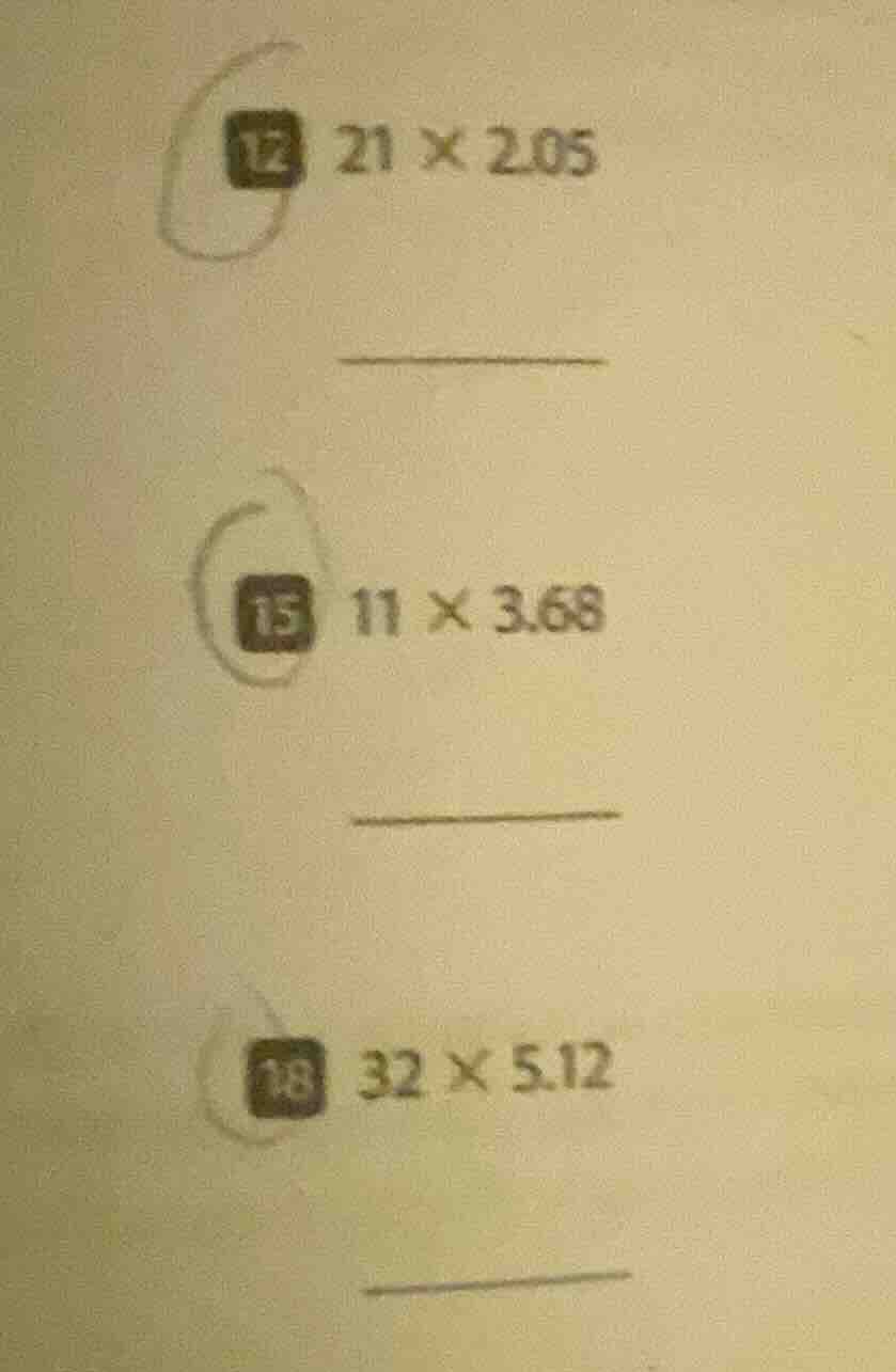 12 21×2.05 15 11×3.68 18 32×5.12