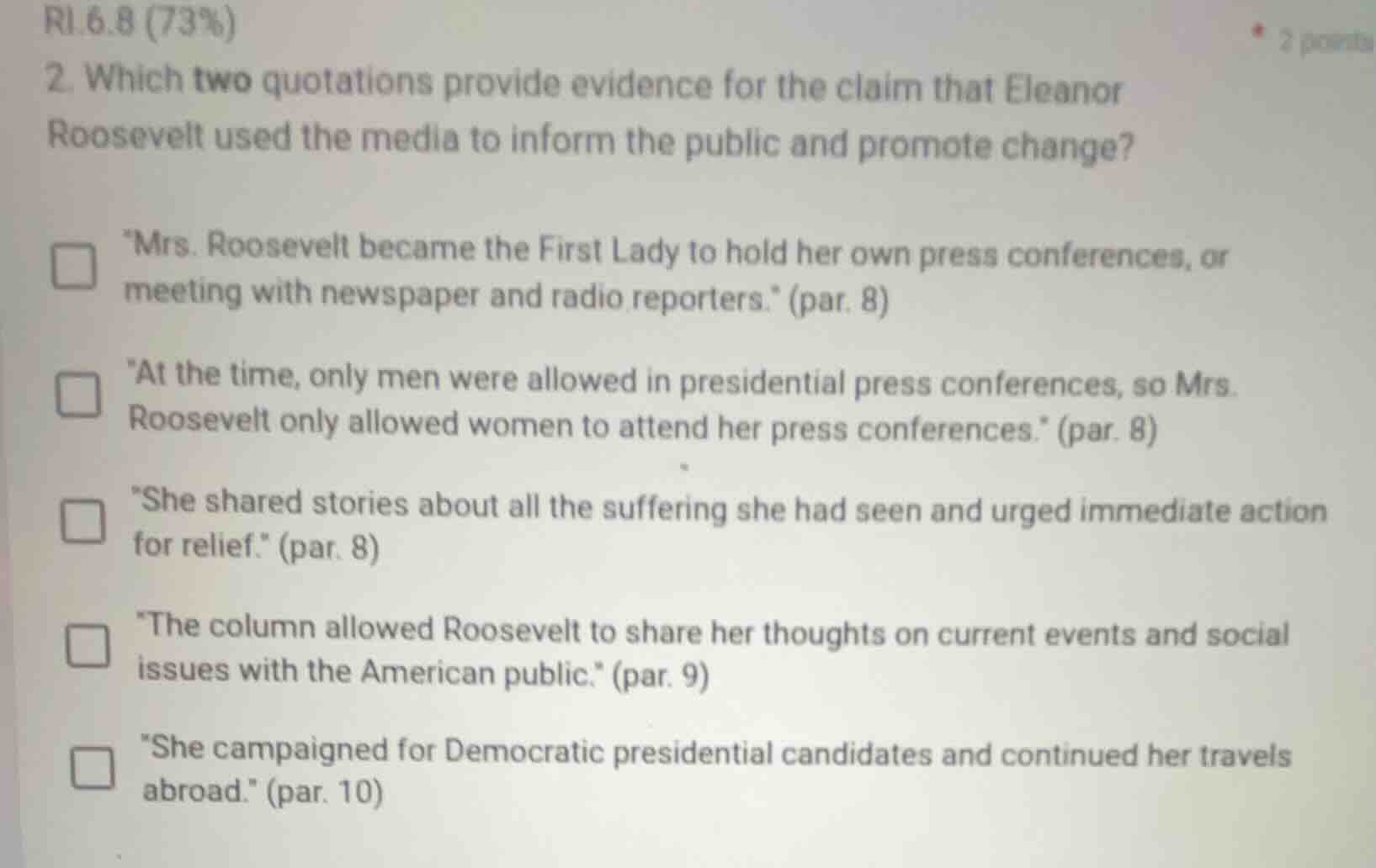ri.6.8 (73%) 2. which two quotations provide evidence for the claim tha…