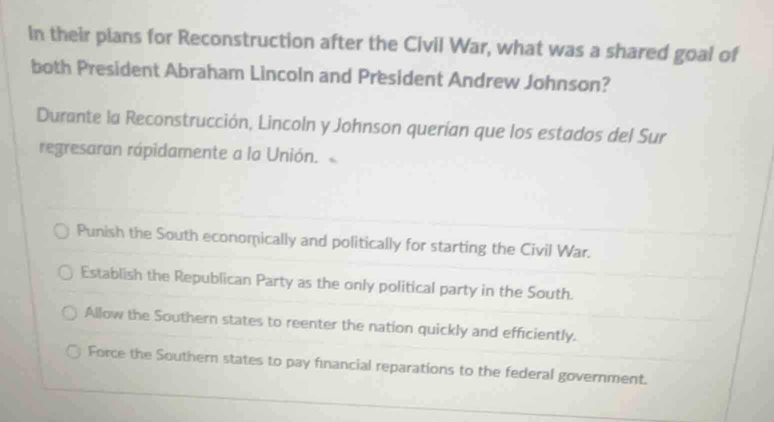 in their plans for reconstruction after the civil war, what was a share…