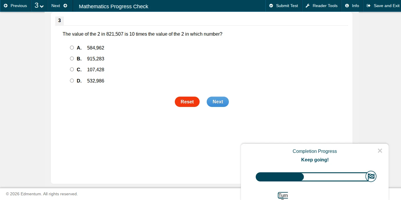 the value of the 2 in 821,507 is 10 times the value of the 2 in which n…
