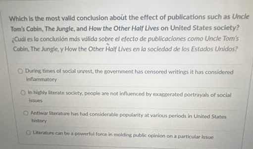 which is the most valid conclusion about the effect of publications suc…