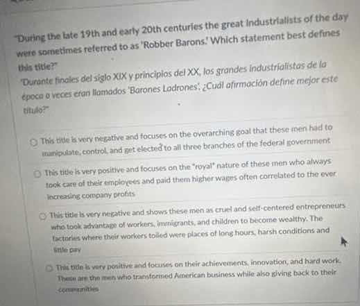 during the late 19th and early 20th centuries the great industrialists …