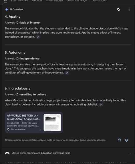 4. apathy answer: (c) lack of interest the sentence indicates that the …