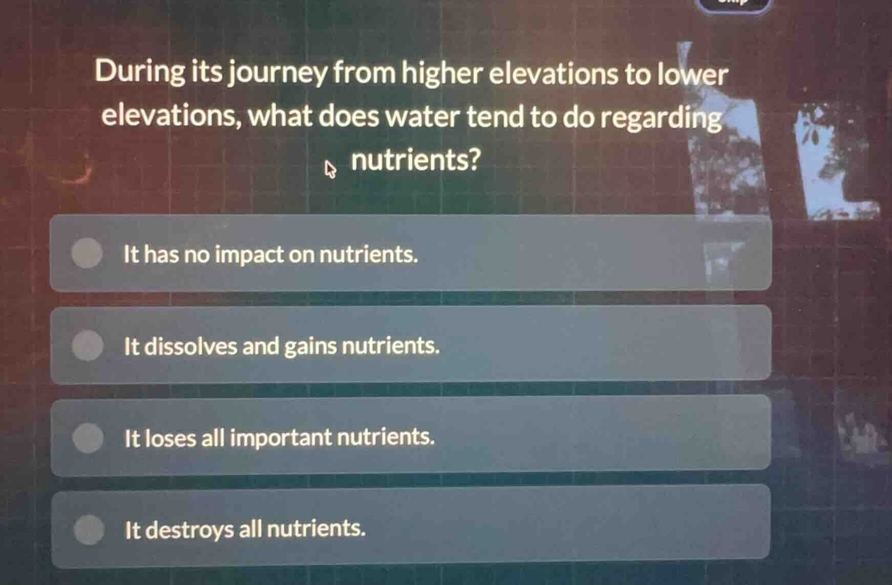 during its journey from higher elevations to lower elevations, what doe…