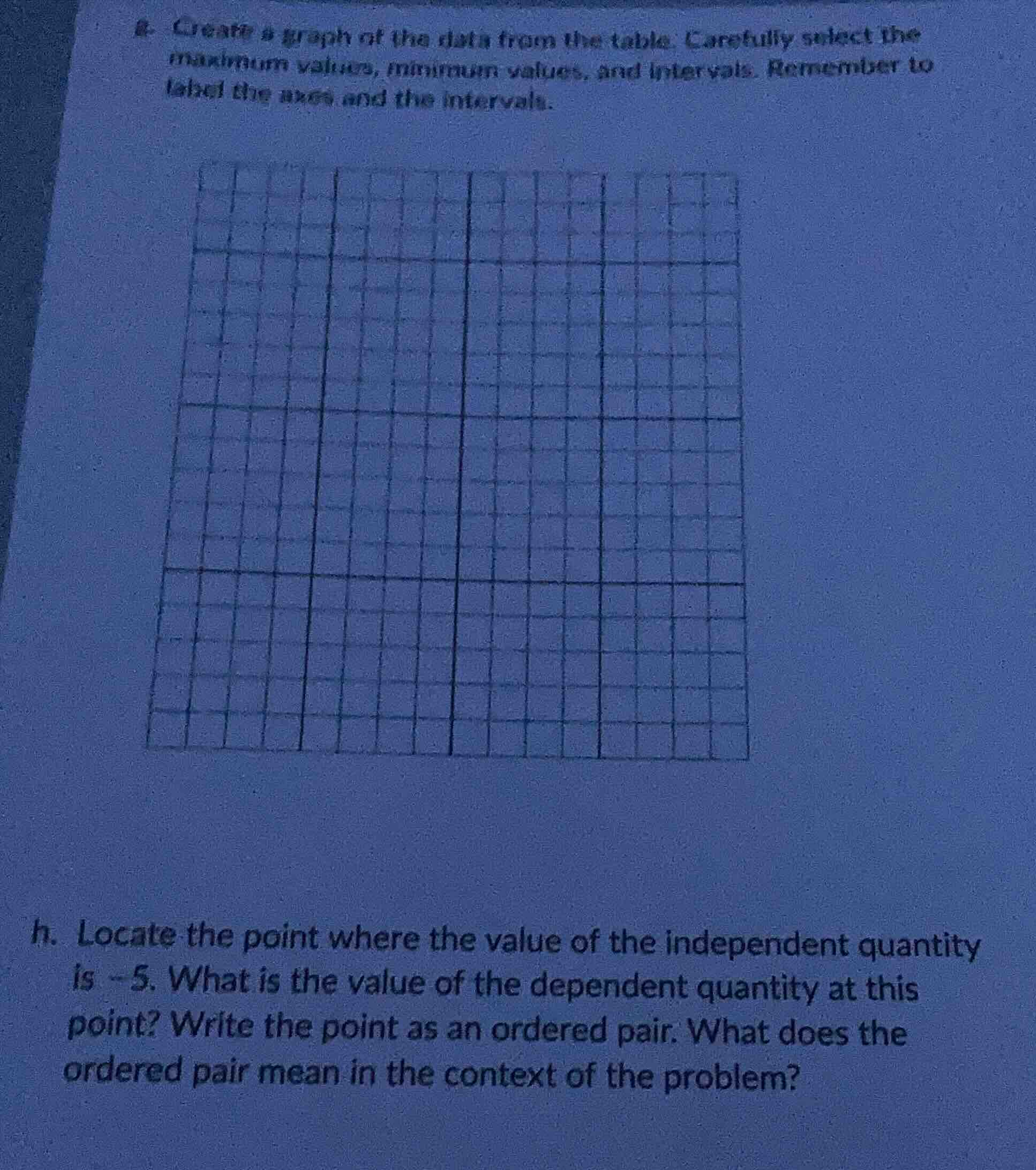 g. create a graph of the data from the table. carefully select the maxi…
