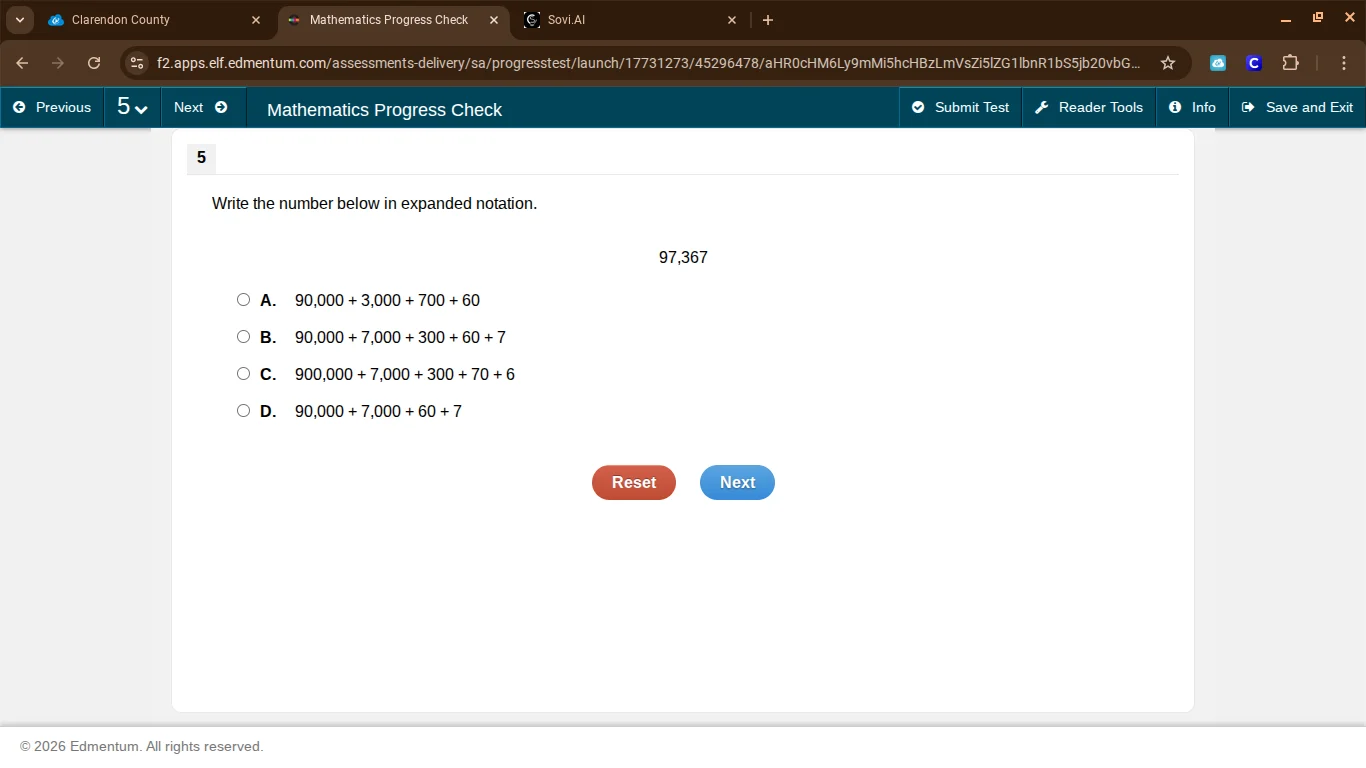 write the number below in expanded notation. 97,367 a. 90,000 + 3,000 +…