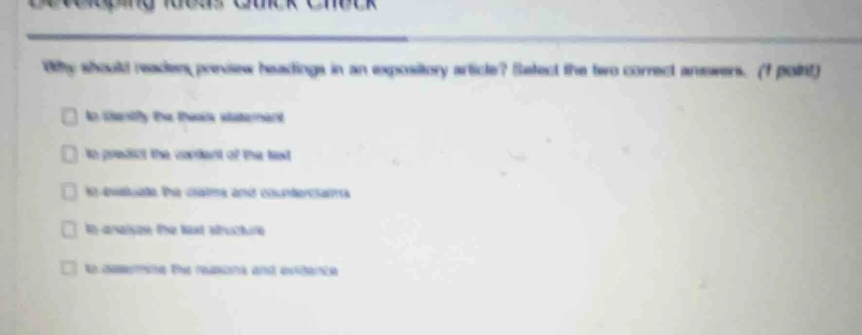 why should readers preview headings in an expository article? select th…