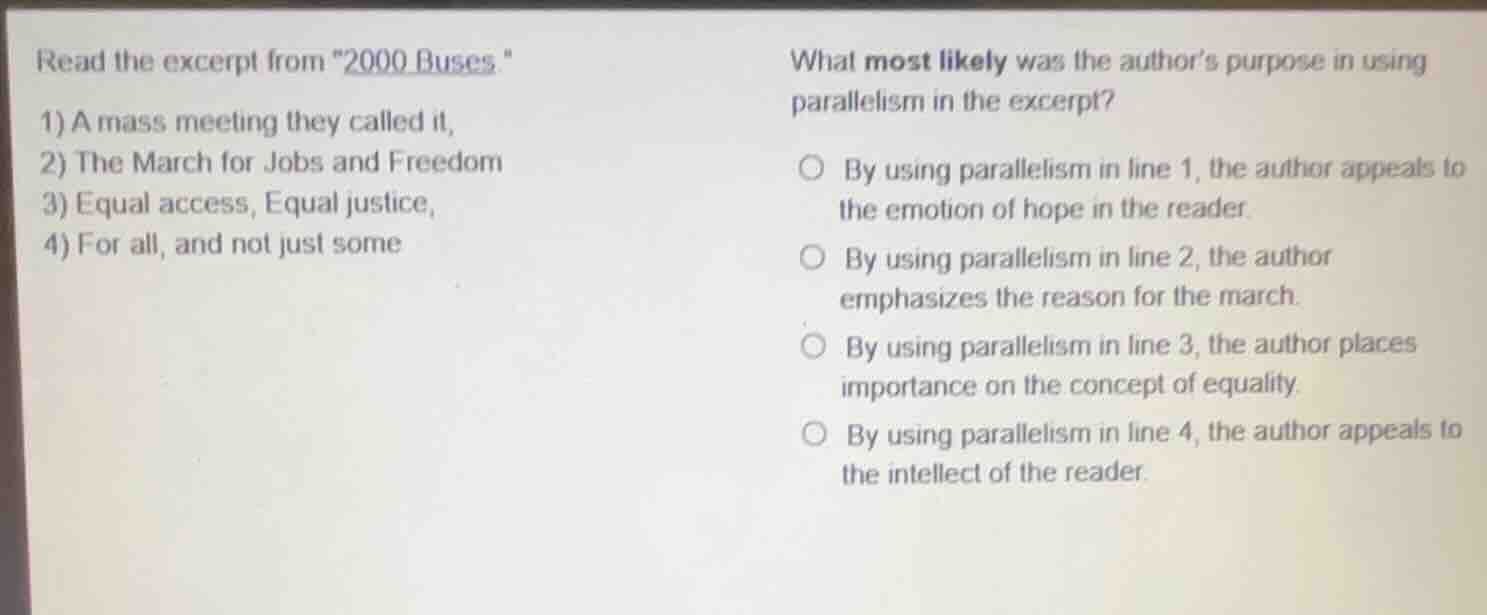 read the excerpt from \2000 buses\ 1) a mass meeting they called it, 2)…