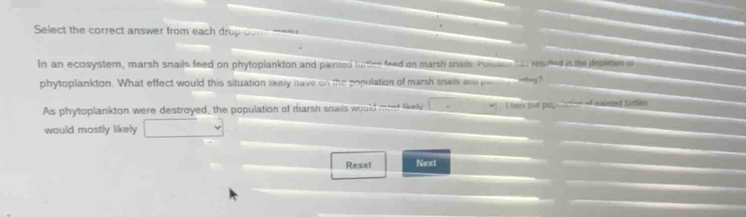 select the correct answer from each drop - down menu. in an ecosystem, …