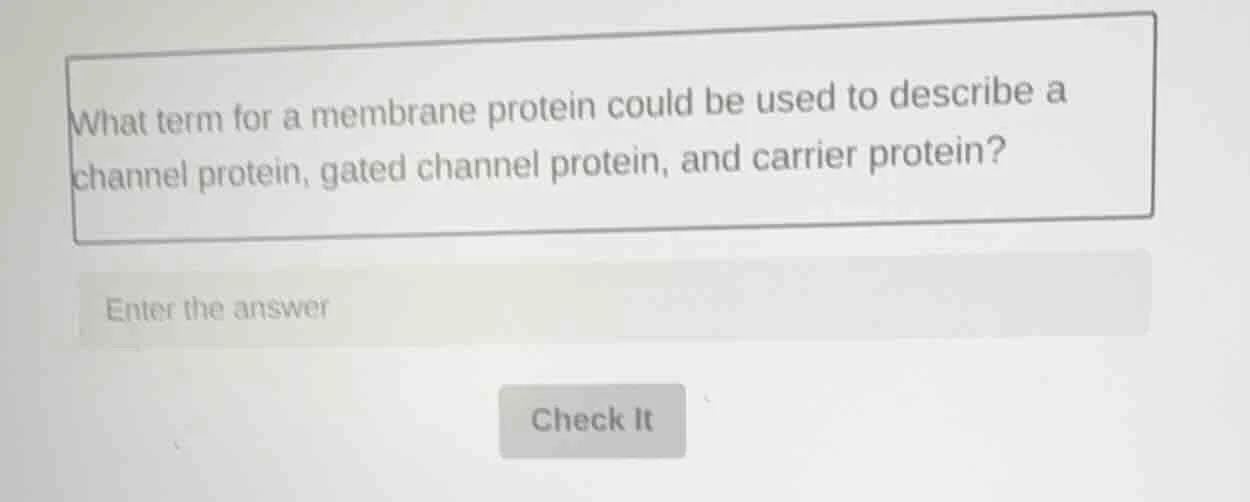 what term for a membrane protein could be used to describe a channel pr…