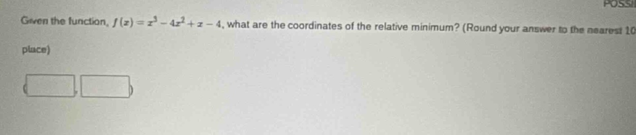 given the function, $f(x)=x^{3}-4x^{2}+x - 4$, what are the coordinates…