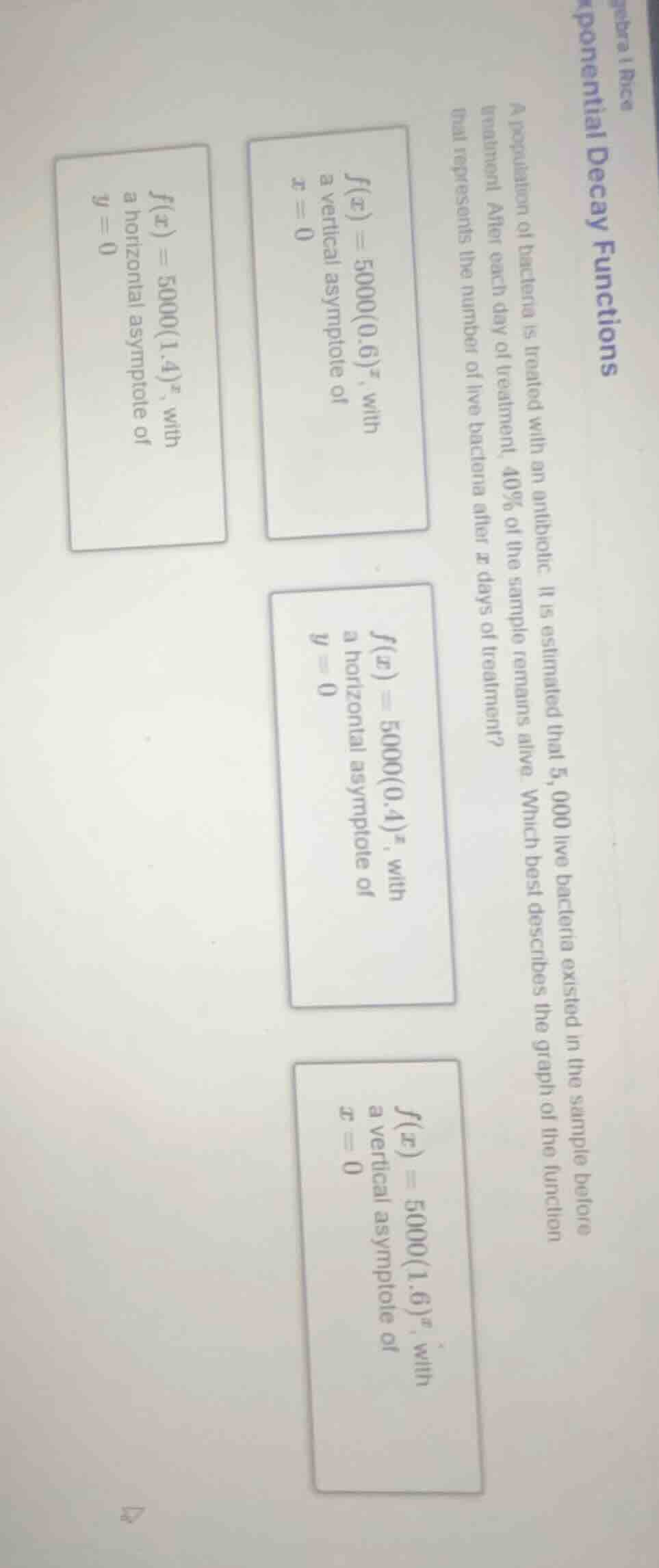 exponential decay functions a population of bacteria is treated with an…