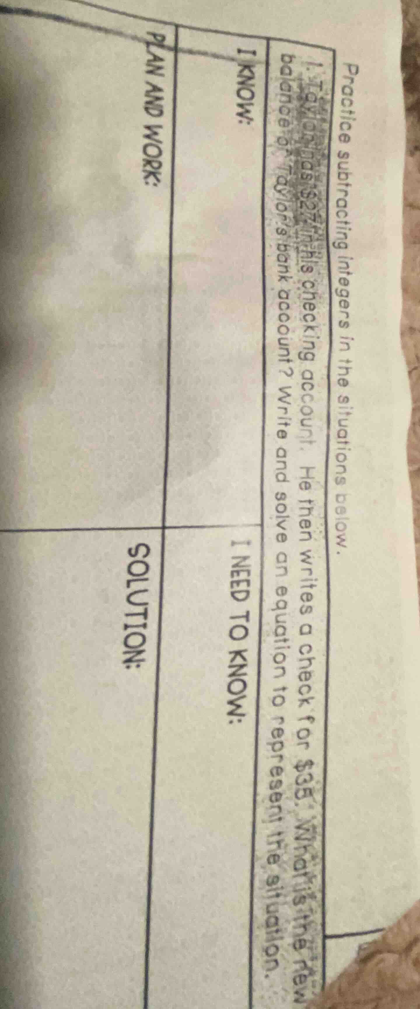 practice subtracting integers in the situations below. 1. taylor has $2…