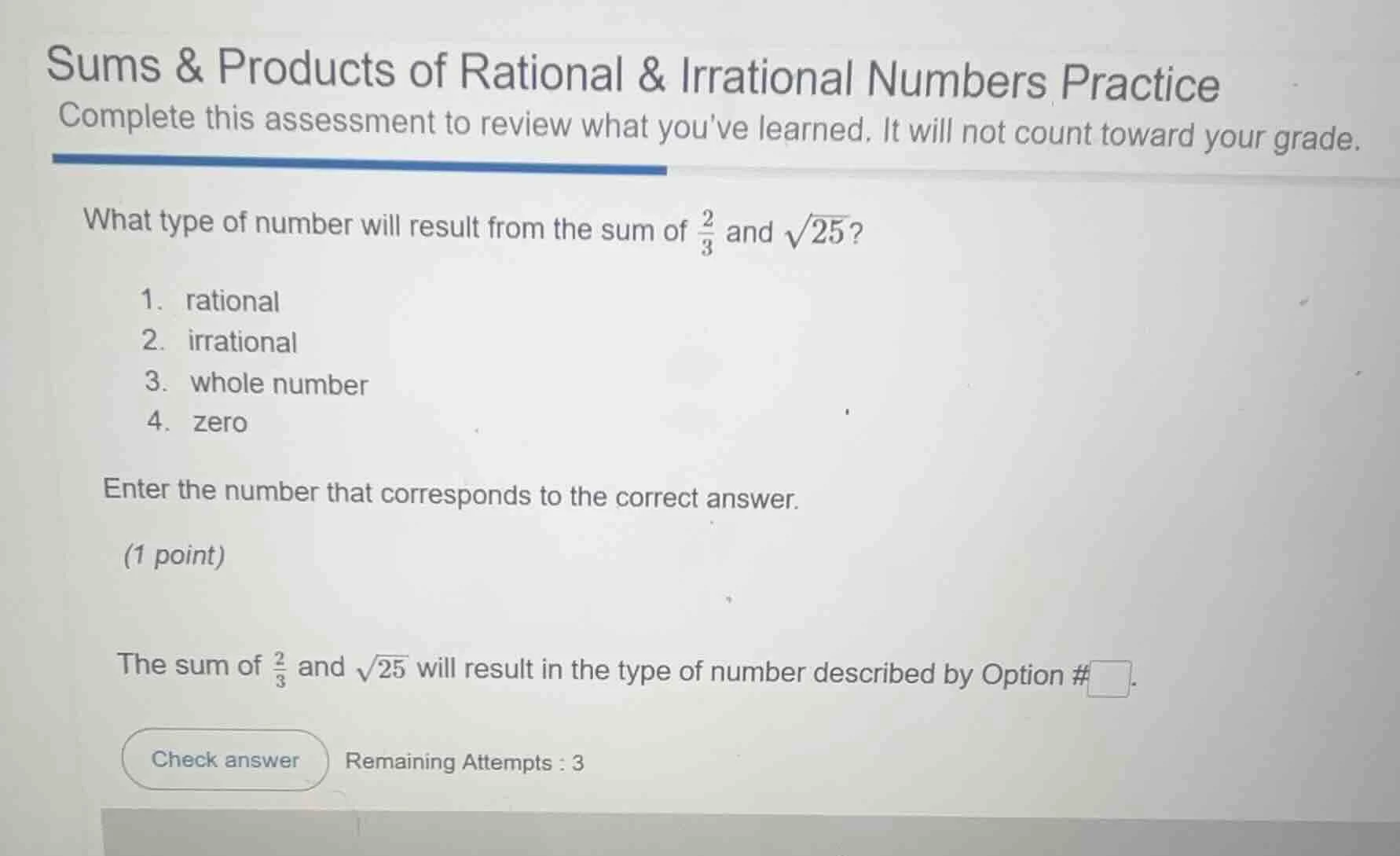 sums & products of rational & irrational numbers practice complete this…