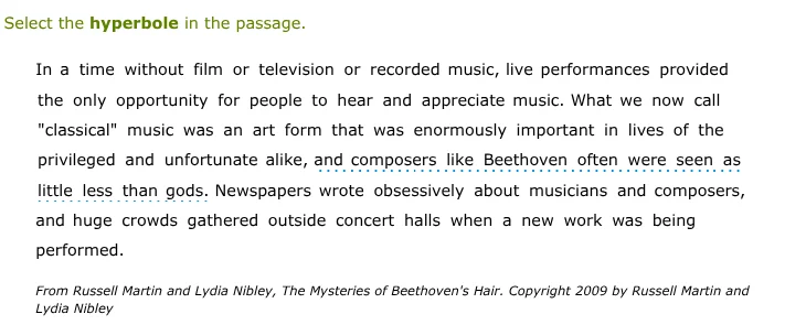 select the hyperbole in the passage. in a time without film or televisi…