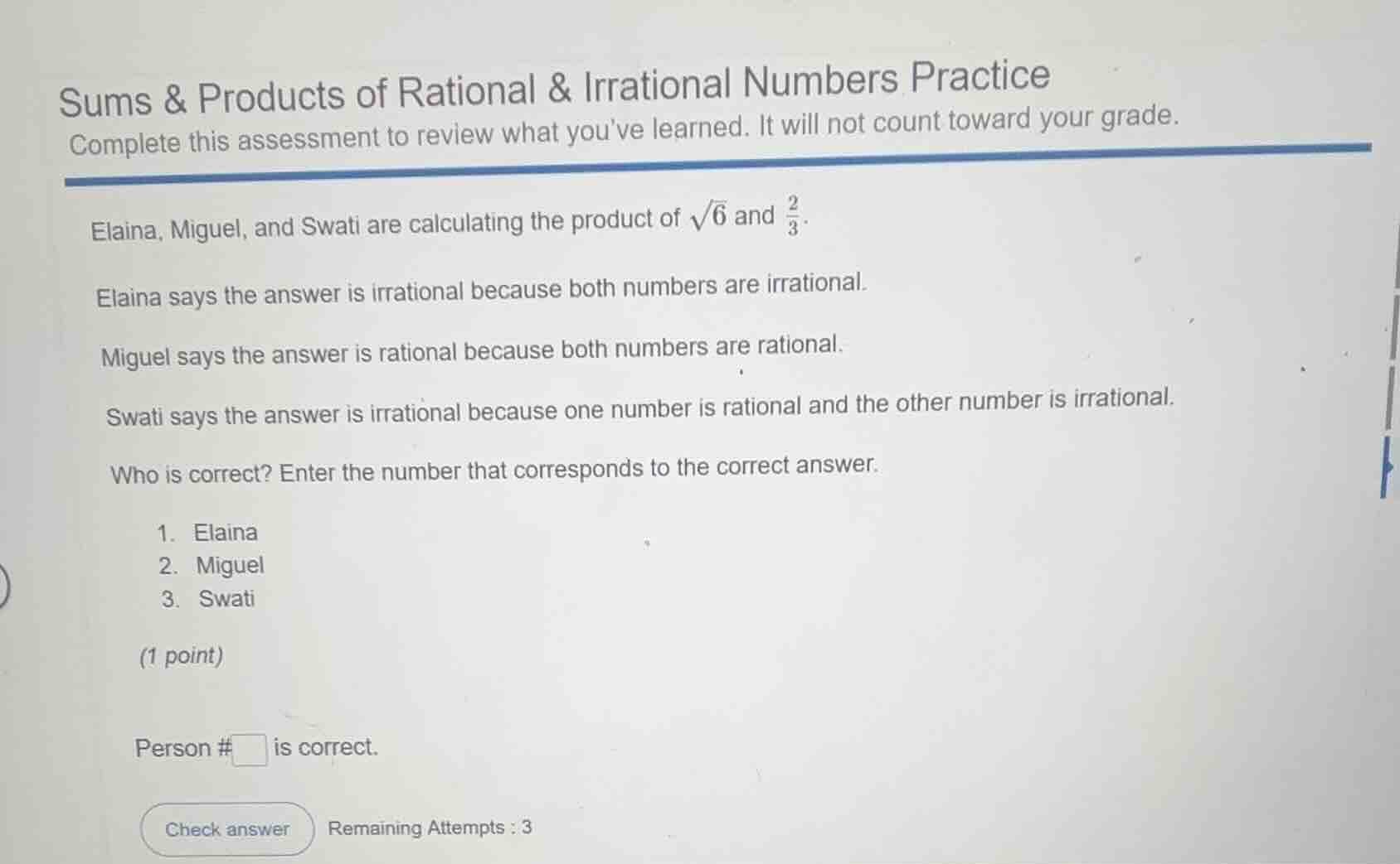 sums & products of rational & irrational numbers practice complete this…
