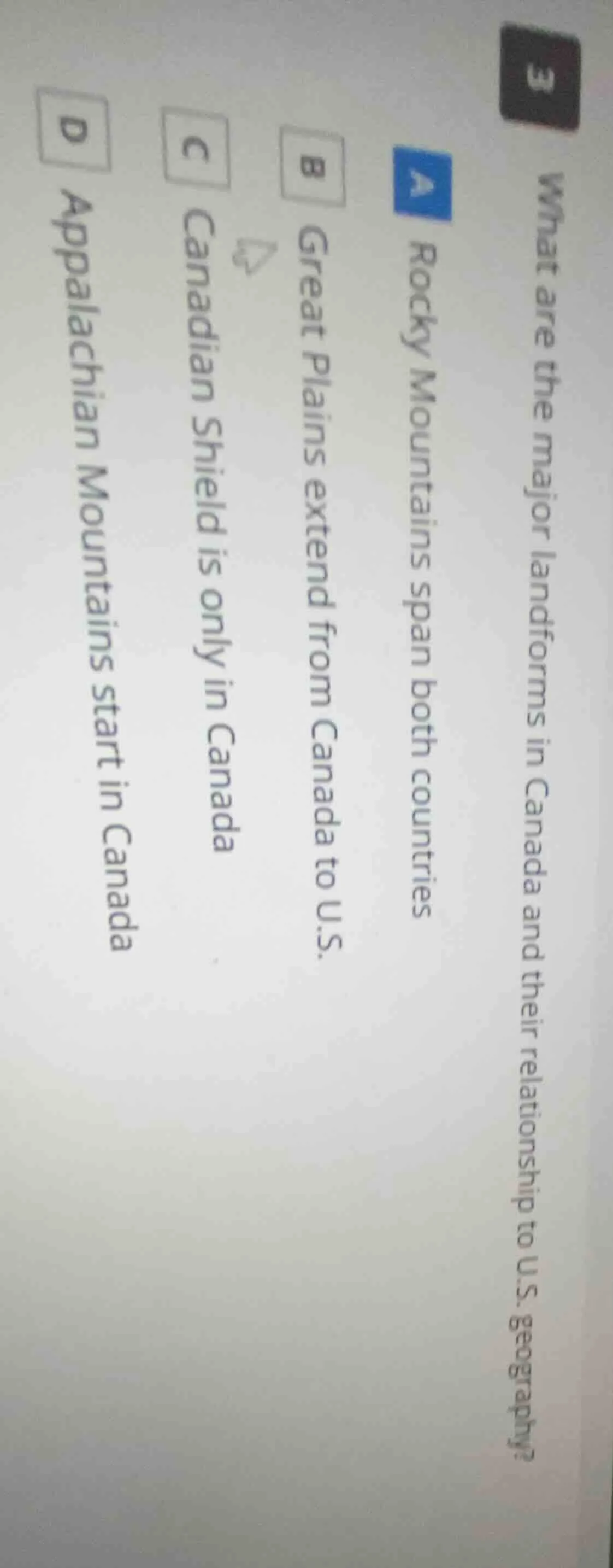 what are the major landforms in canada and their relationship to u.s. g…