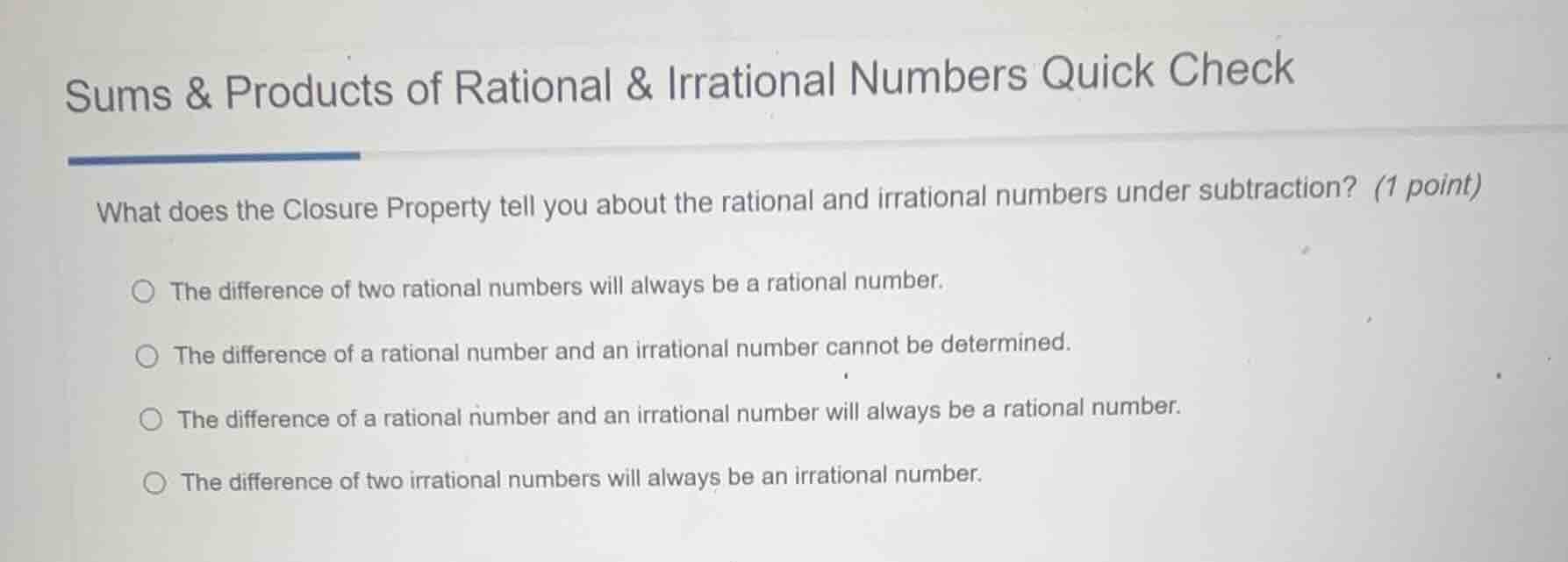 sums & products of rational & irrational numbers quick check what does …