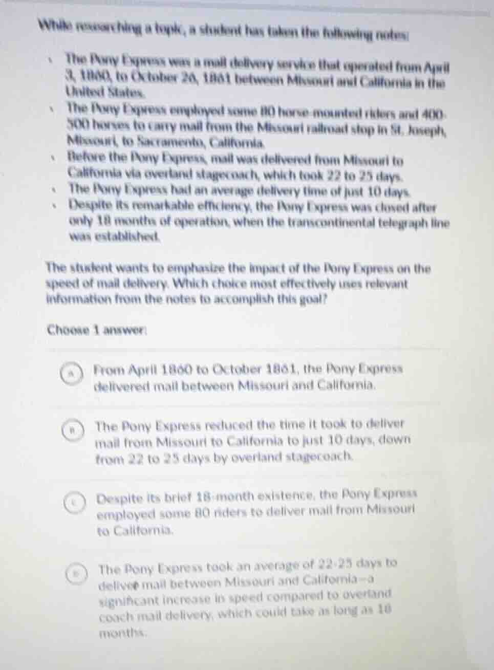 while researching a topic, a student has taken the following notes: - t…