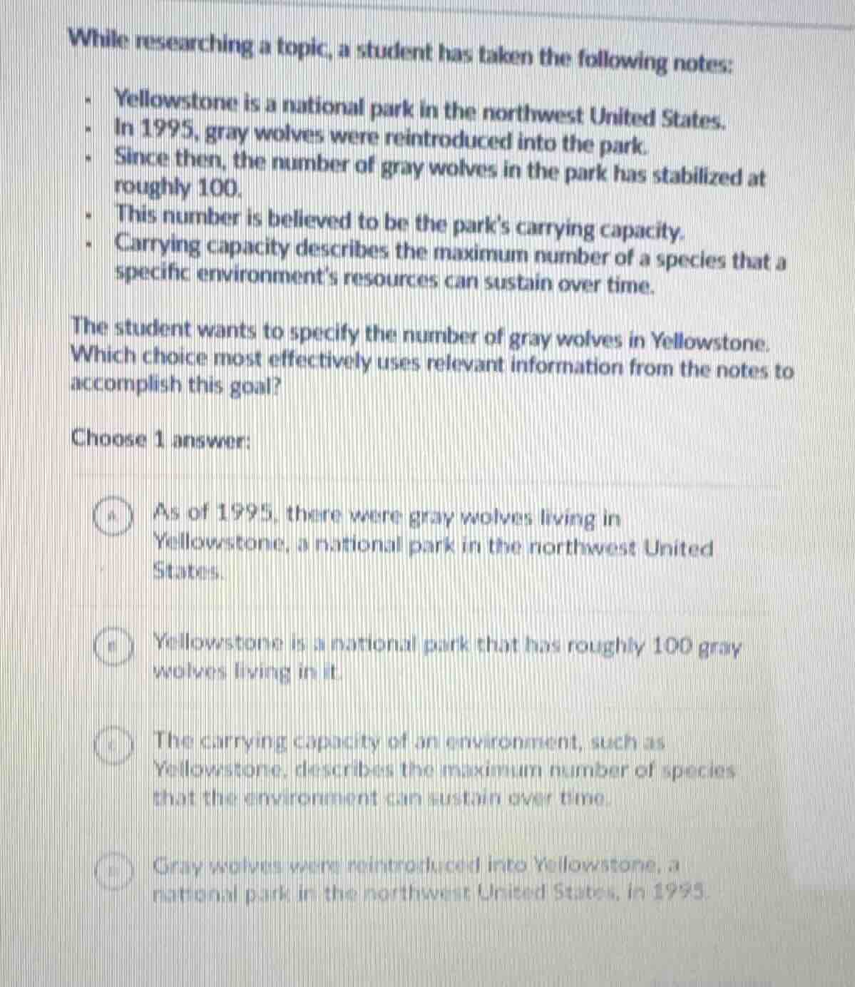 while researching a topic, a student has taken the following notes: - y…