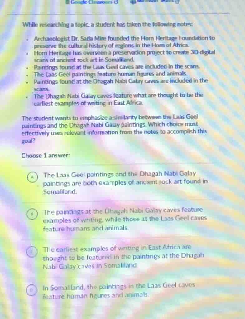 while researching a topic, a student has taken the following notes: - a…