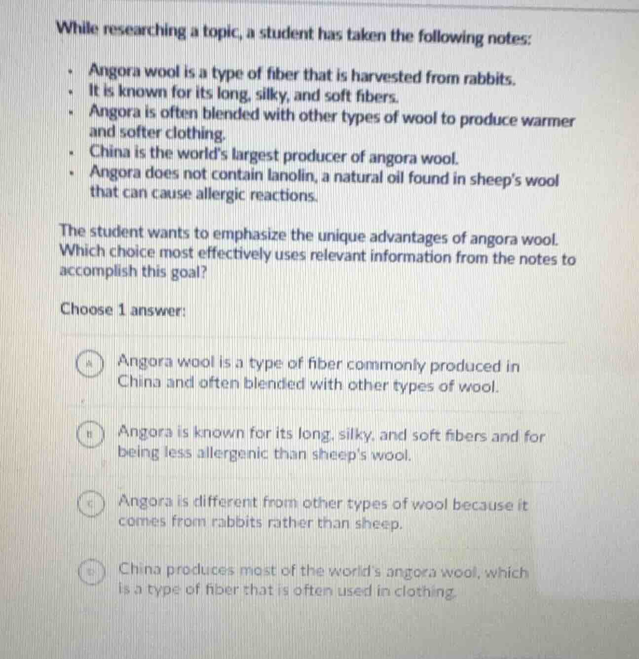 while researching a topic, a student has taken the following notes: - a…