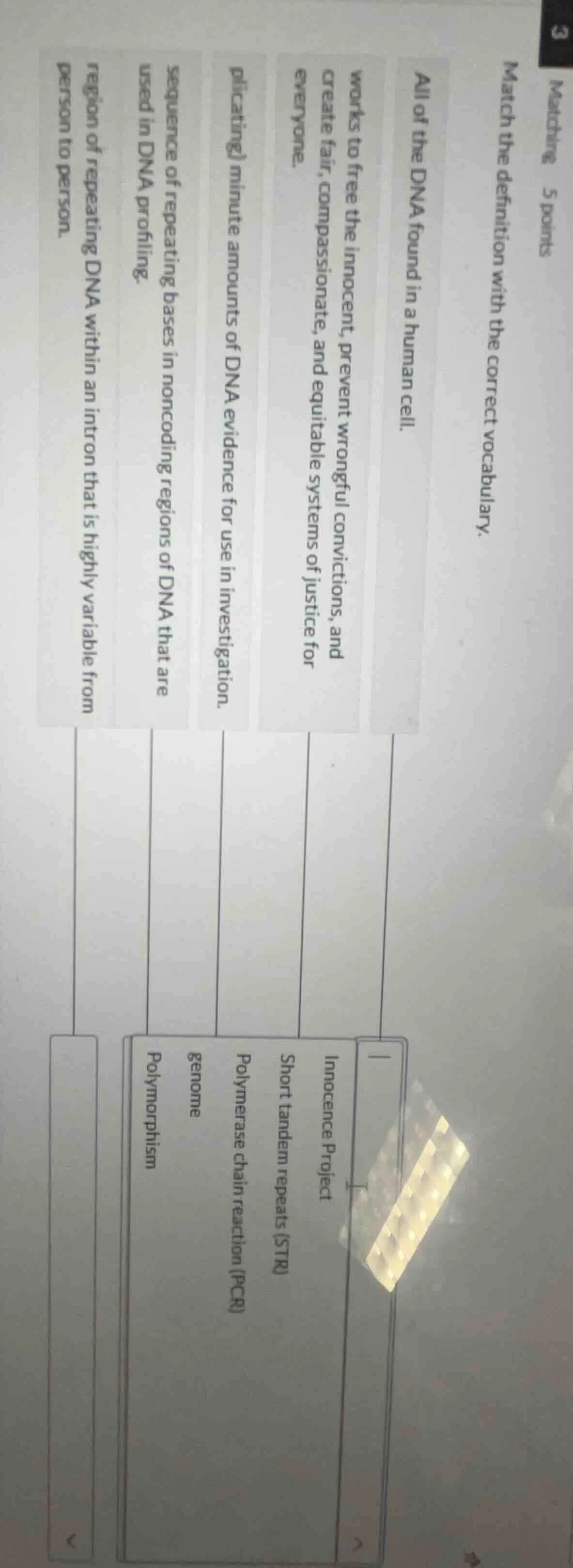 matching 5 points match the definition with the correct vocabulary. all…