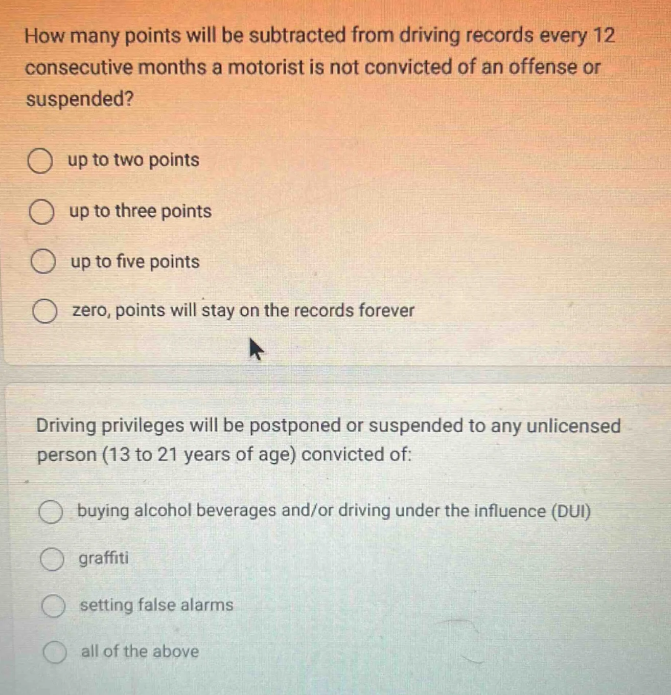 how many points will be subtracted from driving records every 12 consec…