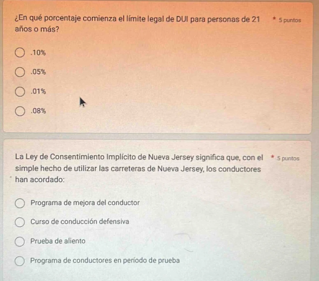 ¿en qué porcentaje comienza el límite legal de dui para personas de 21 …