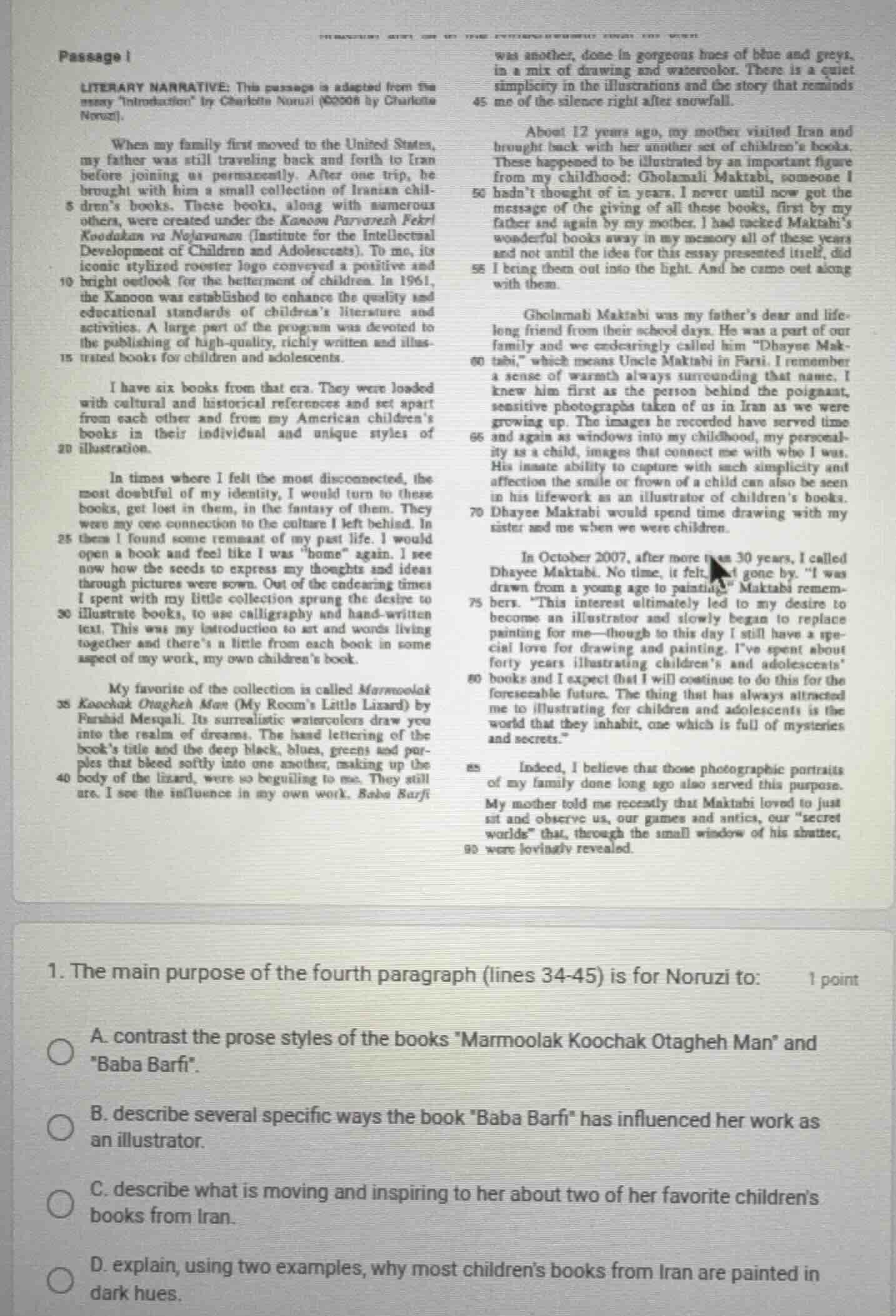 passage 1 literary narrative: this passage is adapted from the essay \i…