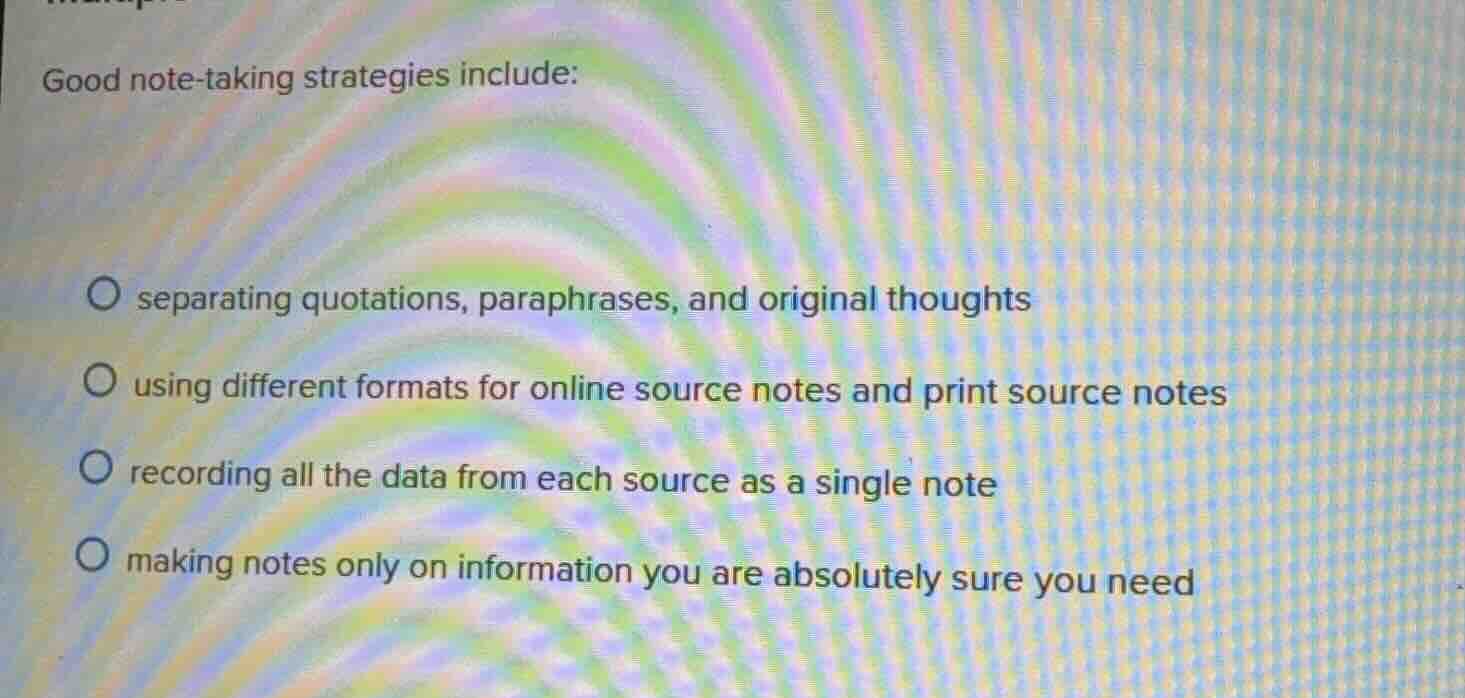 good note - taking strategies include: - separating quotations, paraphr…