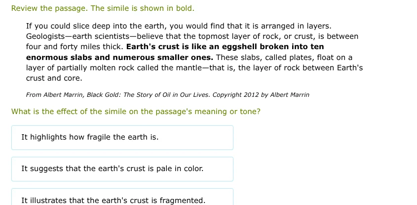 review the passage. the simile is shown in bold. if you could slice dee…