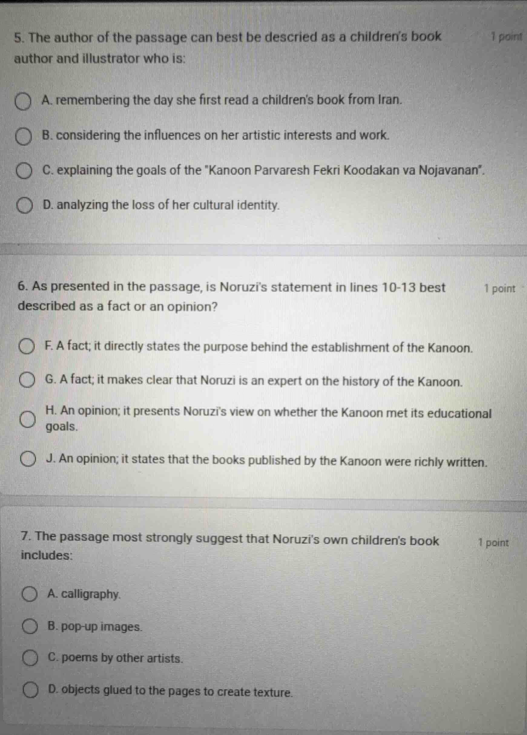 5. the author of the passage can best be descried as a children’s book …