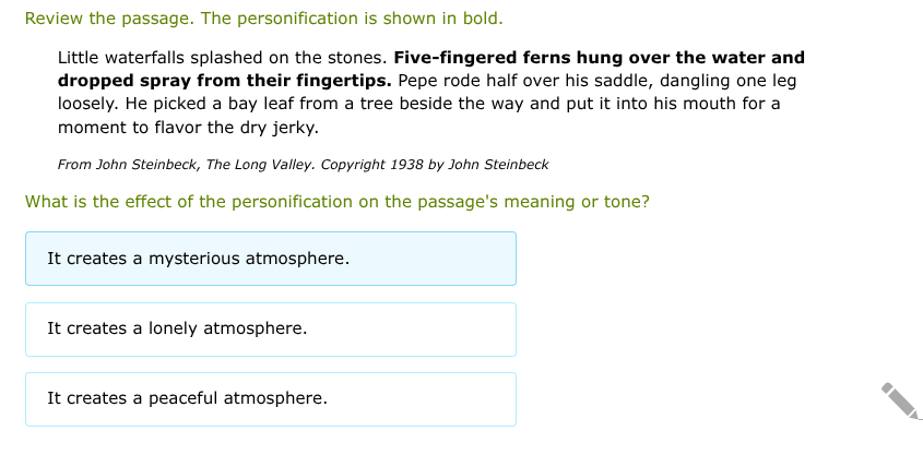 review the passage. the personification is shown in bold. little waterf…