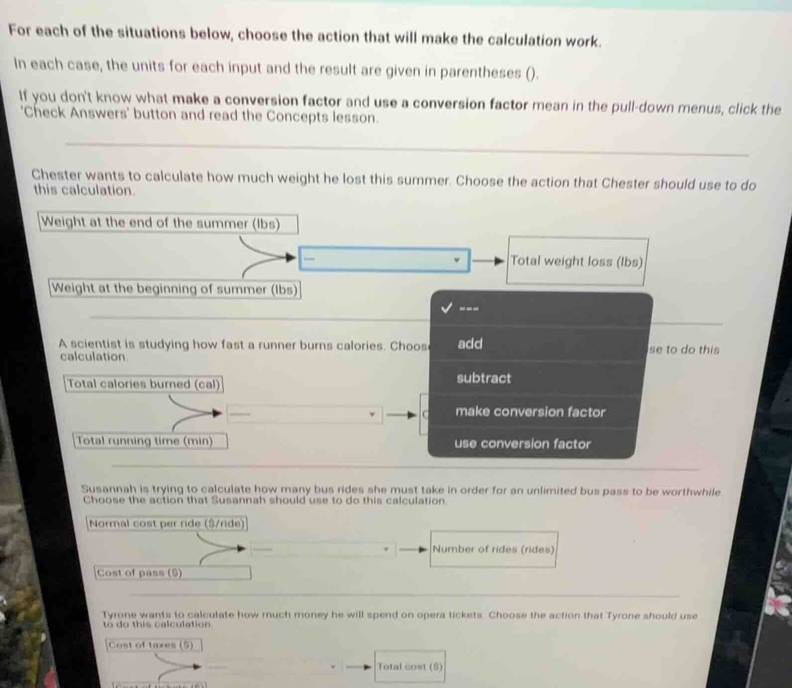 for each of the situations below, choose the action that will make the …