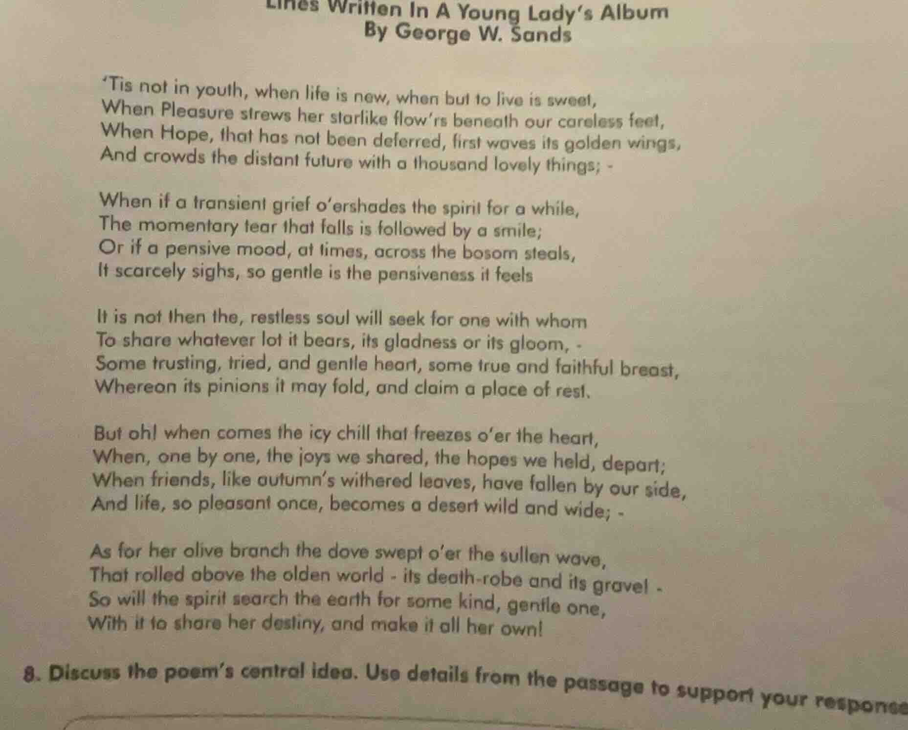 lines written in a young lady’s album by george w. sands ‘tis not in yo…