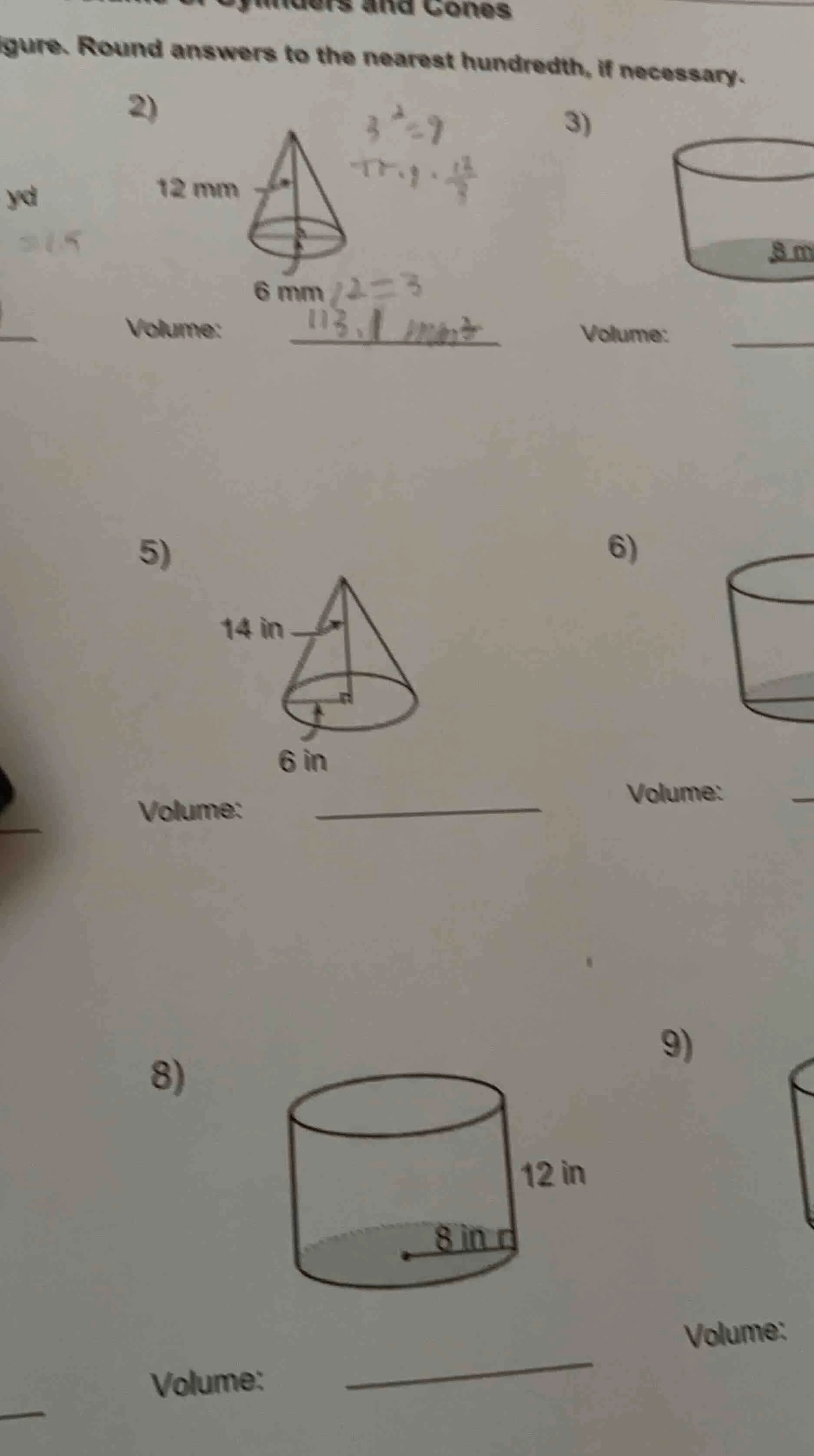 igure. round answers to the nearest hundredth, if necessary. 2) 12 mm 6…