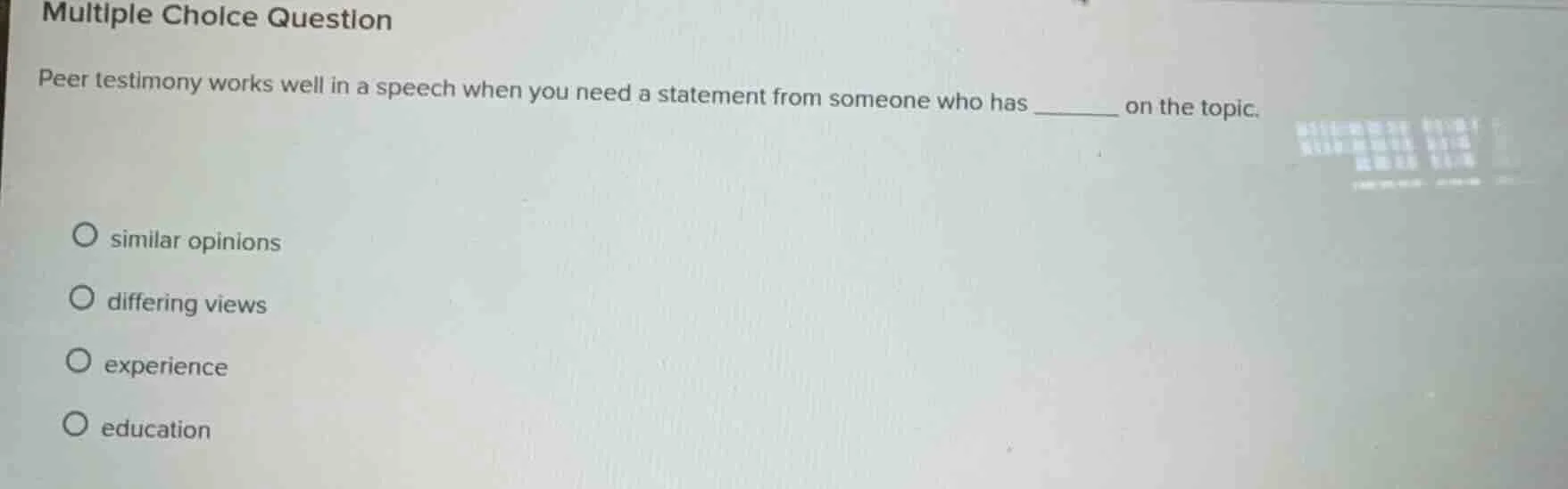 multiple choice question peer testimony works well in a speech when you…