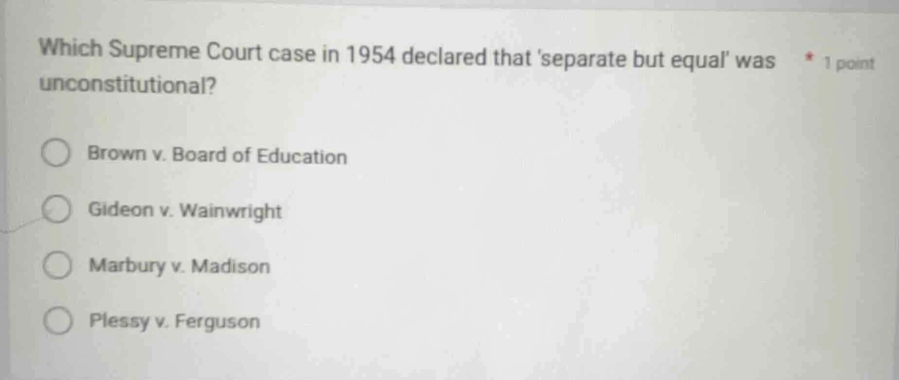 which supreme court case in 1954 declared that separate but equal was u…