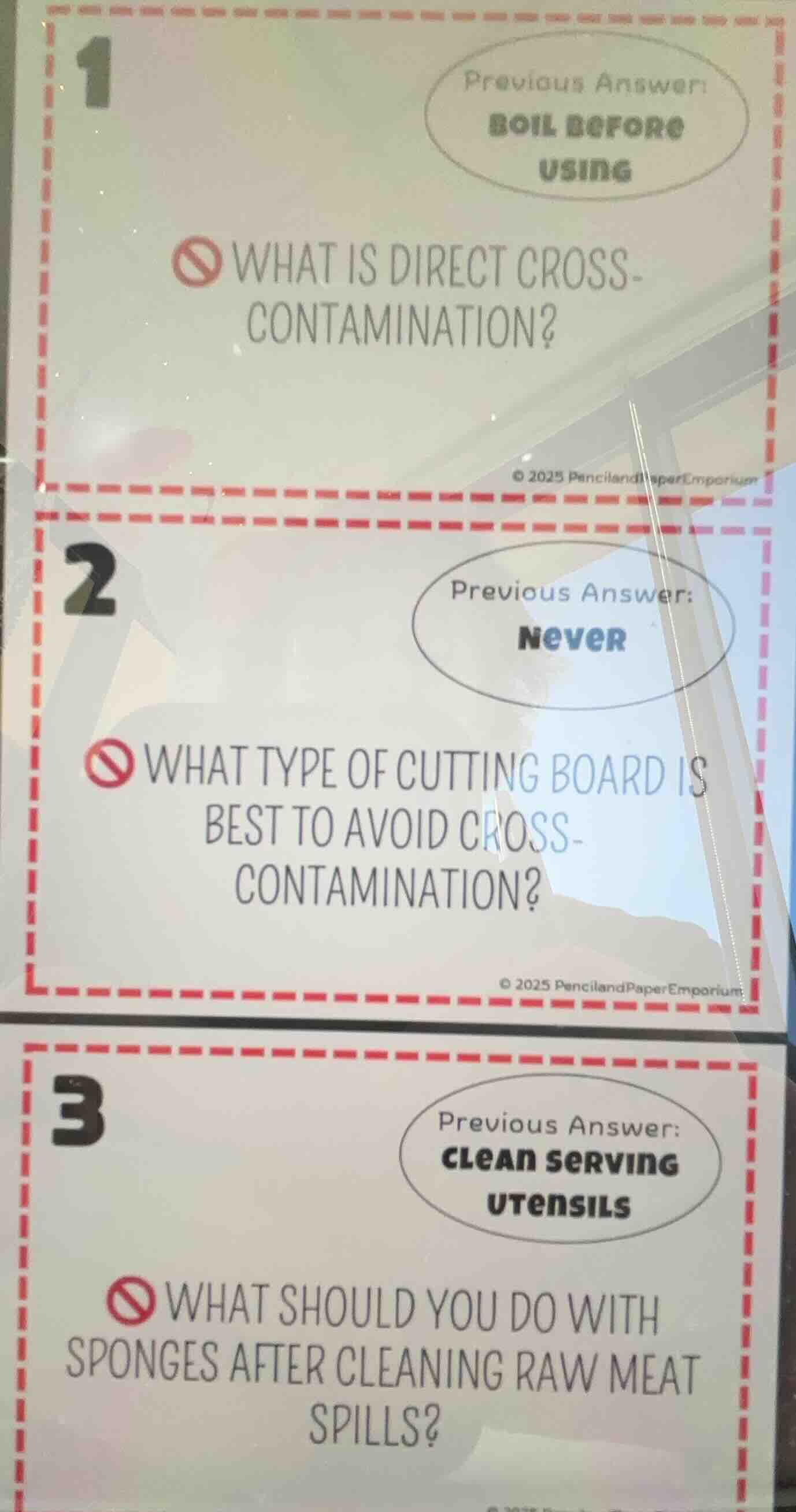 1 previous answer boil before using what is direct cross- contamination…