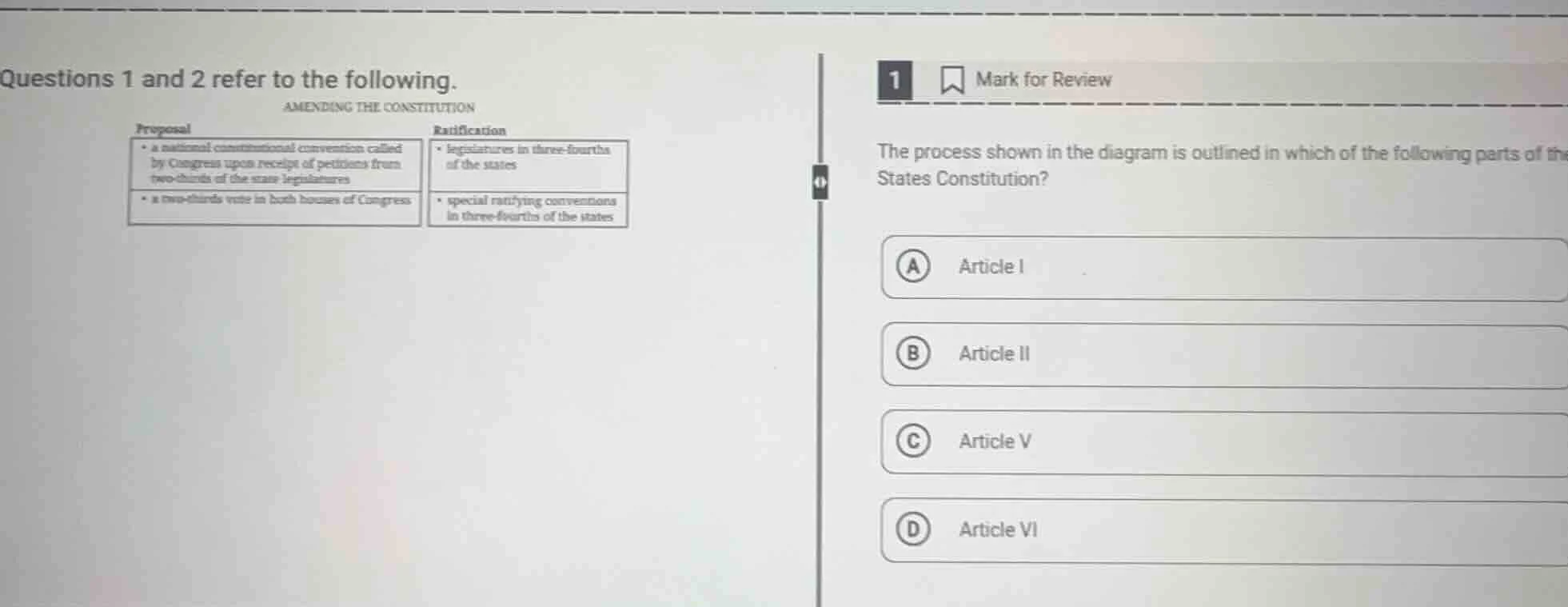 questions 1 and 2 refer to the following. amending the constitution pro…