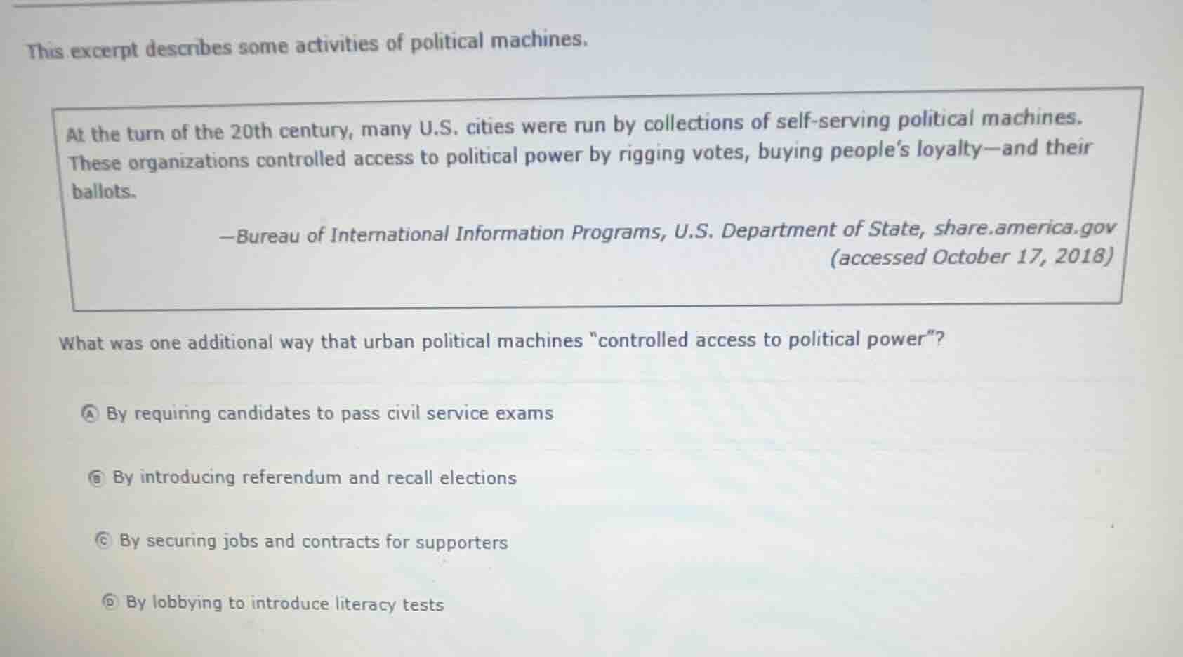this excerpt describes some activities of political machines. at the tu…