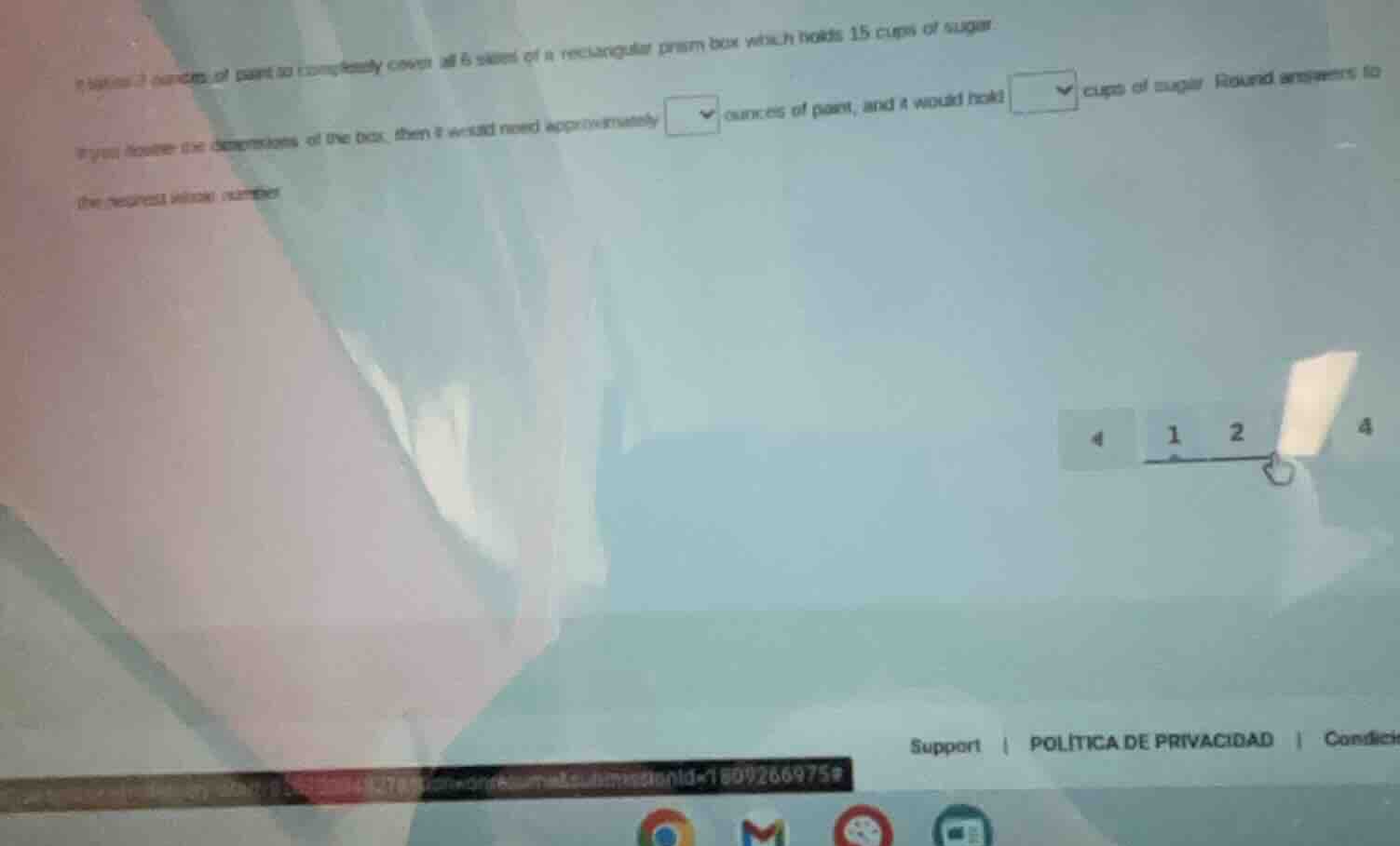 it takes 3 ounces of paint to completely cover all 6 sides of a rectang…