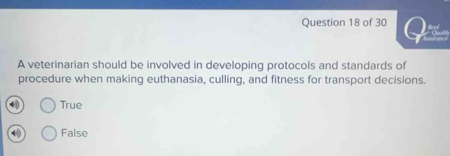 question 18 of 30 a veterinarian should be involved in developing proto…